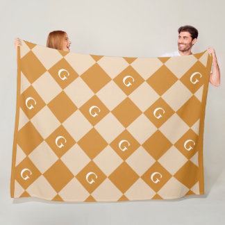 モノグラムイニシャルダイヤモンド – ラグジュアリールックブランケット フリースブランケット