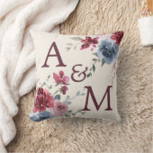 モノグラムイニシャルダスティバラブルーフローラアイボリー クッション (ブランケット)