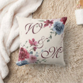 モノグラムイニシャルダスティバラブルーフローラアイボリー クッション (ブランケット)