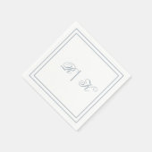 モノグラムイニシャルダスティーミニマルブルー結婚ズ スタンダードカクテルナプキン (角)