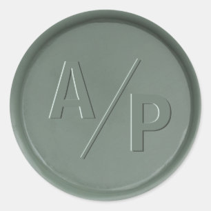 モノグラムイニシャルダークセージのワックスシール ラウンドシール