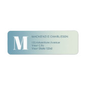 モノグラムイニシャルティール(緑がかった色)アクアグラディエント差出人住所 ラベル (正面)