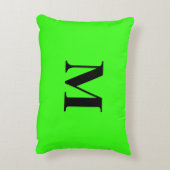 モノグラムイニシャルネオングリーンカラフルブライトギフト アクセントクッション (裏面(縦))