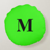 モノグラムイニシャルネオングリーンカラフルブライトギフト ラウンドクッション (裏面)