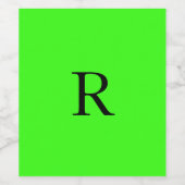 モノグラムイニシャルネオングリーンブライトカラフルカスタム ワインラベル (シングルラベル)