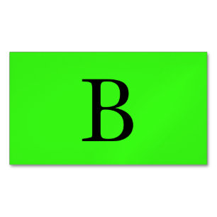 モノグラムイニシャルネオングリーン明るカラフルいクール色 マグネット名刺