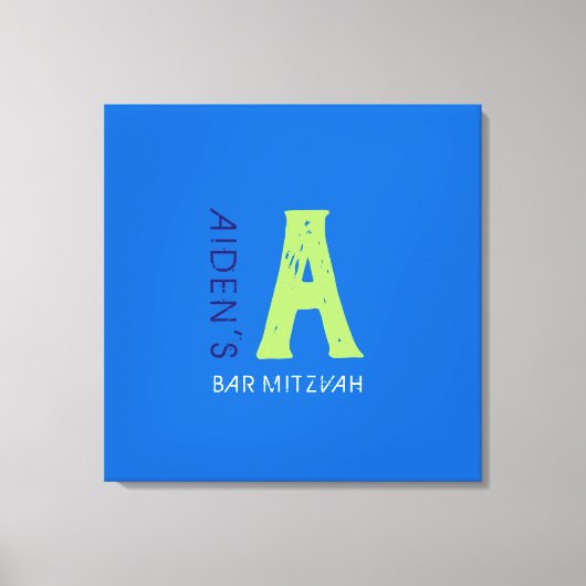 モノグラムイニシャルバーバルミツワーサインインボード キャンバスプリント (正面)