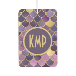 モノグラムイニシャルパープル金ゴールドマーメイドはかりで測 カーエアーフレッシュナー