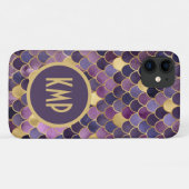 モノグラムイニシャルパープル金ゴールドマーメイドはかりで測 Case-Mate iPhoneケース (裏面(横))