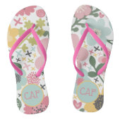 モノグラムイニシャルピンクイエローブルーグリーンフローラ ビーチサンダル (ソール)