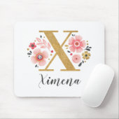モノグラムイニシャルピンクガーリー金ゴールド文字 マウスパッド (マウス)