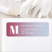 モノグラムイニシャルピンクブルー勾配差出人住所 ラベル (インサイチュ)