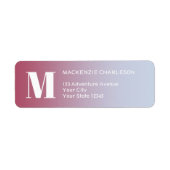 モノグラムイニシャルピンクブルー勾配差出人住所 ラベル (正面)