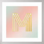 モノグラムイニシャルピンクミントグリーン勾配 箔ポスター (正面)