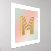 モノグラムイニシャルピンクミントグリーン勾配 箔ポスター (レイダウン)