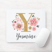 モノグラムイニシャルピンク金ゴールド文字Y マウスパッド (マウス)