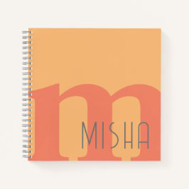 モノグラムイニシャルピーチピンクグレー名前をカスタムする ノートブック