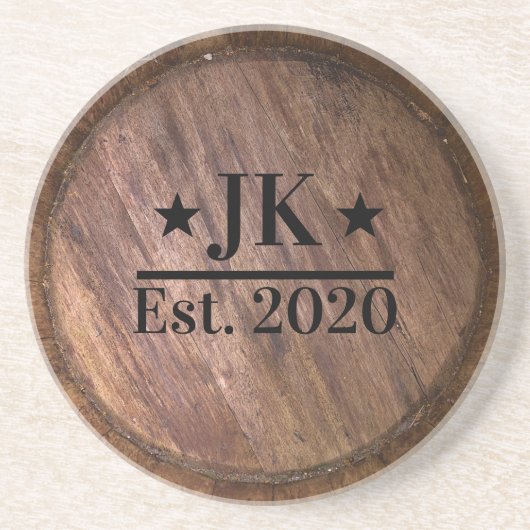 モノグラムイニシャルファミリー名素朴木フェイク材 コースター (正面)