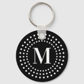 モノグラムイニシャルフォトレトロラジアルドット黒 キーホルダー (正面)