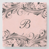 モノグラムイニシャルフローラフロッシュ飲み物用コースター ストーンコースター (正面)