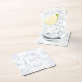 モノグラムイニシャルフローラブルートワ結婚ールズブライダル スクエアペーパーコースター (インサイチュ)