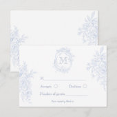 モノグラムイニシャルフローラブルートワ結婚ールズブライダル 出欠カード (正面/裏面)