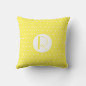 モノグラムイニシャルブライトイエローホワイト水玉模様 クッション (裏面)