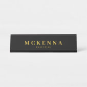 モノグラムイニシャルブラック金ゴールドエグゼクティブスタッフ デスクネームプレート (正面)