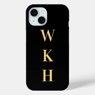 モノグラムイニシャルブラック金ゴールド iPhone 15ケース
