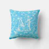 モノグラムイニシャルブルーの水リップル水テクスチャ クッション (裏面)
