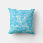 モノグラムイニシャルブルーの水リップル水テクスチャ クッション (正面)