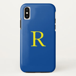 モノグラムイニシャルブルーイエローブカラフルライト2020 iPhone XSケース