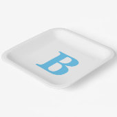 モノグラムイニシャルブルーホワイトベビーシャワーカスタム ペーパープレート (傾斜あり)