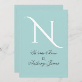 モノグラムイニシャルブルーホワ結婚イトフレーム 招待状