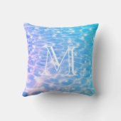 モノグラムイニシャルブルー水リップル水質感 クッション (裏面)