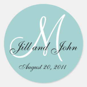 モノグラムイニシャルブルー結婚ズシール ラウンドシール