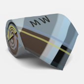 モノグラムイニシャルプレイドダスティブルーグレーブラウンシック ネクタイ (ロール)
