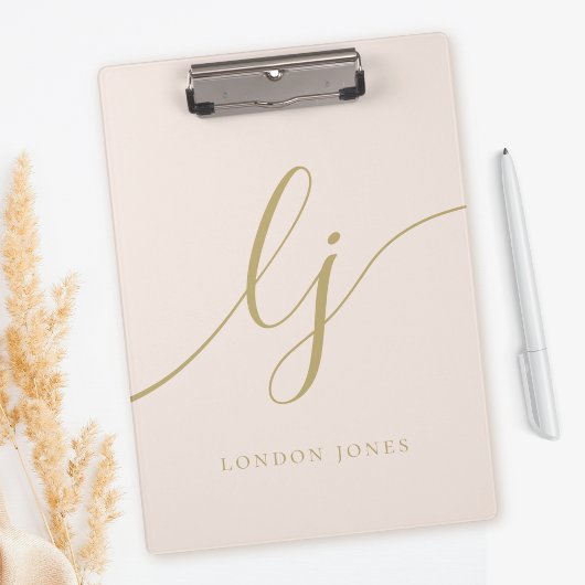 モノグラムイニシャルプロフェッショナル赤面金ゴールド名 クリップボード