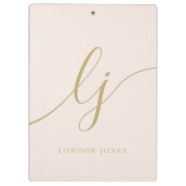 モノグラムイニシャルプロフェッショナル赤面金ゴールド名 クリップボード (裏面)