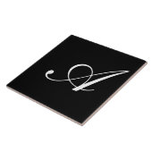 モノグラムイニシャルホワイトオンブラック タイル (側面)