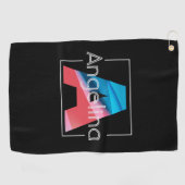 モノグラムイニシャルホワイトブラックレターゴルフタオル ゴルフタオル (横)