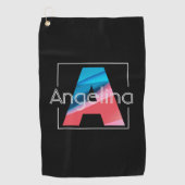 モノグラムイニシャルホワイトブラックレターゴルフタオル ゴルフタオル (正面)