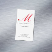 モノグラムイニシャルホワイトレッドミニマルユニークリスト マグネット名刺 (インサイチュ)