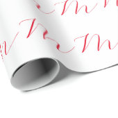 モノグラムイニシャルホワイトレッドミニマルユニークリスト ラッピングペーパー (ロールコーナー)