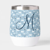 モノグラムイニシャルボホブルーホワイト花模様トレンディー (背面)