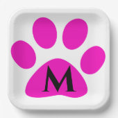 モノグラムイニシャルポープリントピンクブラックガーリー可愛 ペーパープレート (正面)