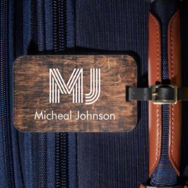 モノグラムイニシャルマホガニーウッドトラベル ラゲッジタグ