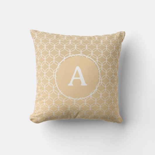 モノグラムイニシャルミニマルバイージュ金ゴールド幾何学模様 クッション (正面)
