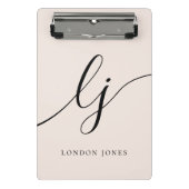 モノグラムイニシャルミニマルプロフェッショナルスクリプト名 ミニクリップボード (正面)