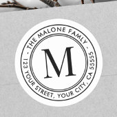 モノグラムイニシャルミニマルホワイト差出人住所 ラウンドシール